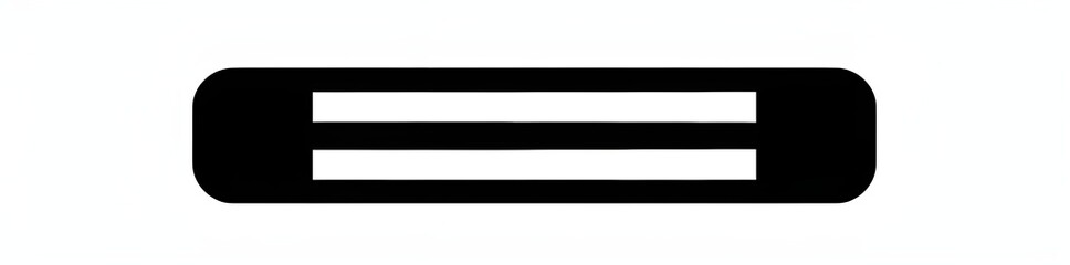 A simple, minimalistic horizontal bar icon in black on a white background. The design should be clean and straightforward with the line of the rectangular symbol clearly visible without any additional