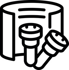 Simple bold line icon of a lighting equipment for aquariums with two halogen lamps