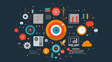Project prioritization matrix, strategic alignment, flat design illustration