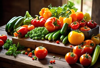 vibrant colorful food display featuring fresh ingredients beautiful arrangement, vegetables, fruits, herbs, plates, culinary, dish, design, salad, appetizer