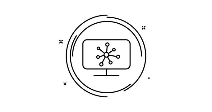 Mind map animated outline icon with alpha channel. Mind map rotation appearance 4k motion design animation for web, mobile and ui design