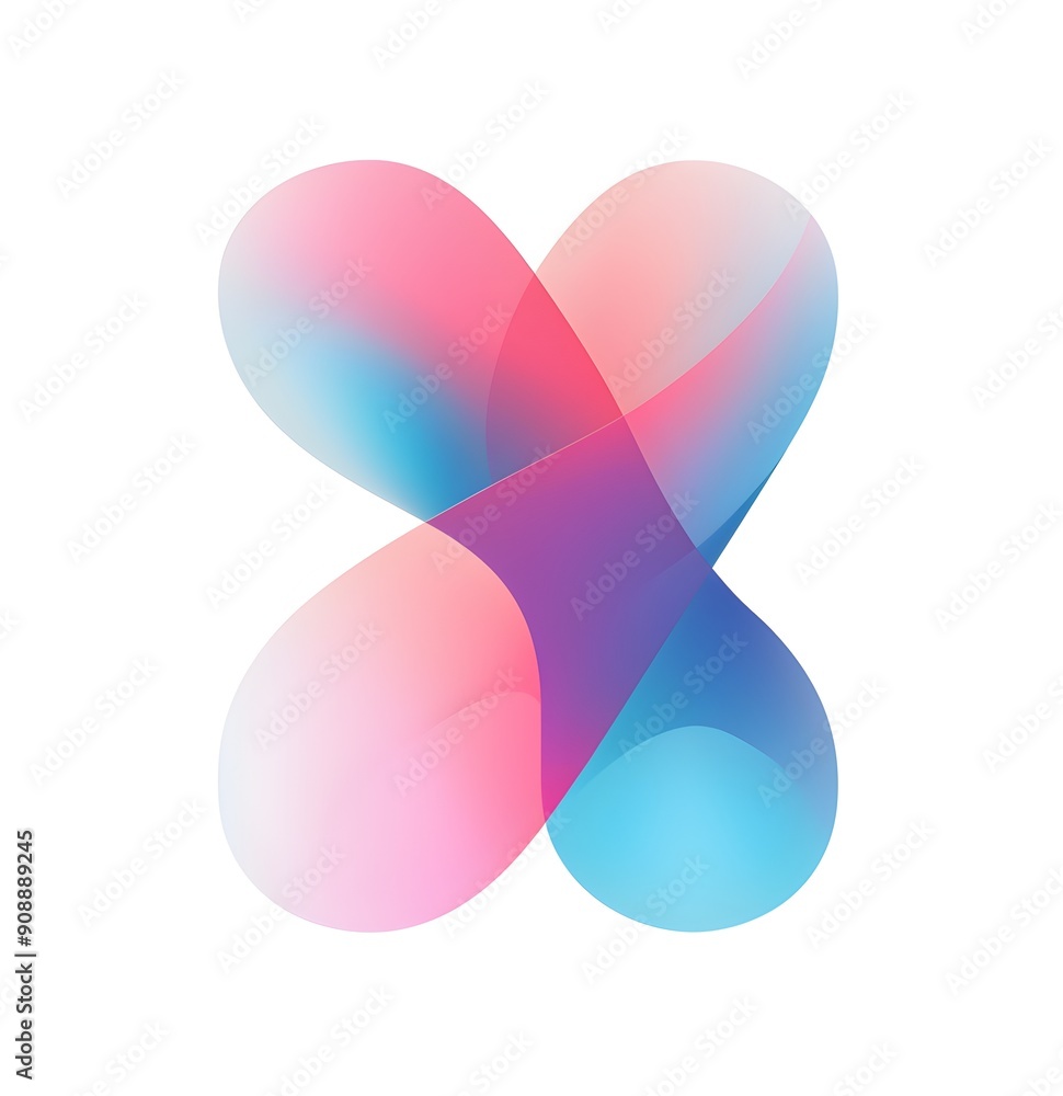 Poster a logo for an app called fria that features two colorful abstract shapes, one pink and the other blu