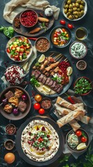 Delicious array of traditional Middle Eastern dishes arranged beautifully for enjoyment