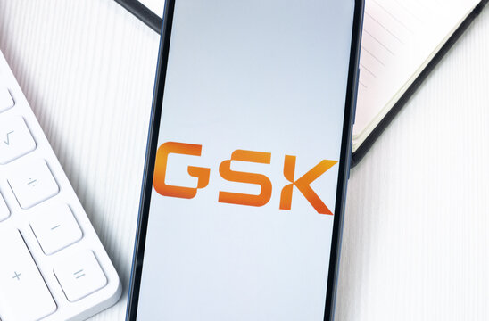New York, USA - 1 August 2024: GlaxoSmithKline GSK Logo on Phone Screen, Company Icon on Display
