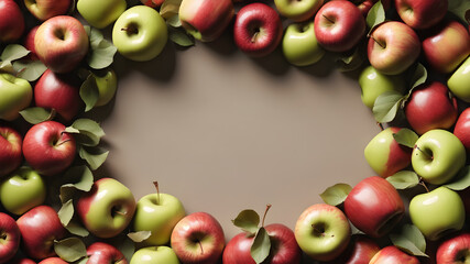 Frame made of apples, space for text. Generative AI
