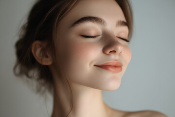 Fototapeta premium A close up of a girl's face with her eyes closed