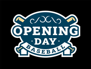 Opening day, baseball logo, emblem on a dark background.
