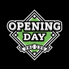 Opening day, baseball logo, emblem on a dark background.