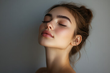 Fototapeta premium A close up of a girl's face with her eyes closed