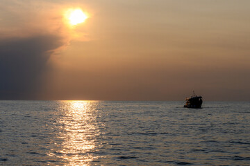 Pula, Croatia, July 2024, Sunset from a boat