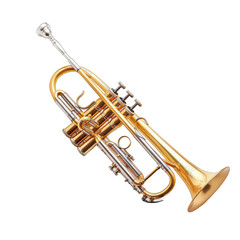 Obraz premium A gold trumpet with a silver tip