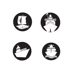 Ship Logo, Ocean Transport Vector, And Cruise Ship, Cargo, Logistics, Sailing School, Speedboat
