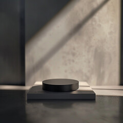 interior of a modern house with close up product display podium