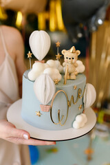 Cute Teddy Bear-Themed First Birthday Cake