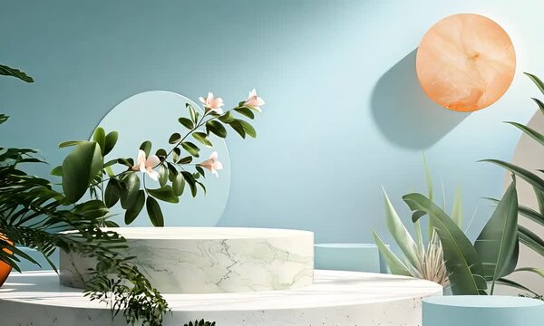 Minimalist Product Display with Tropical Elements