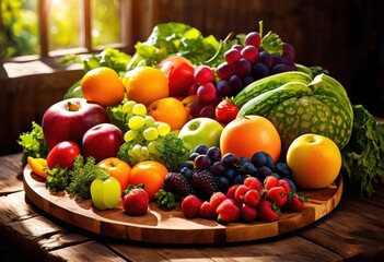 vibrant display fresh produce rustic wooden platter showcasing rainbow colors textures, lgbtq, lgbt, pride, colorful, love, equality, vegetables, fruits