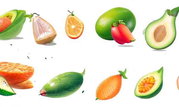 Healthy Food Illustration with Salmon, Nuts and Avocado