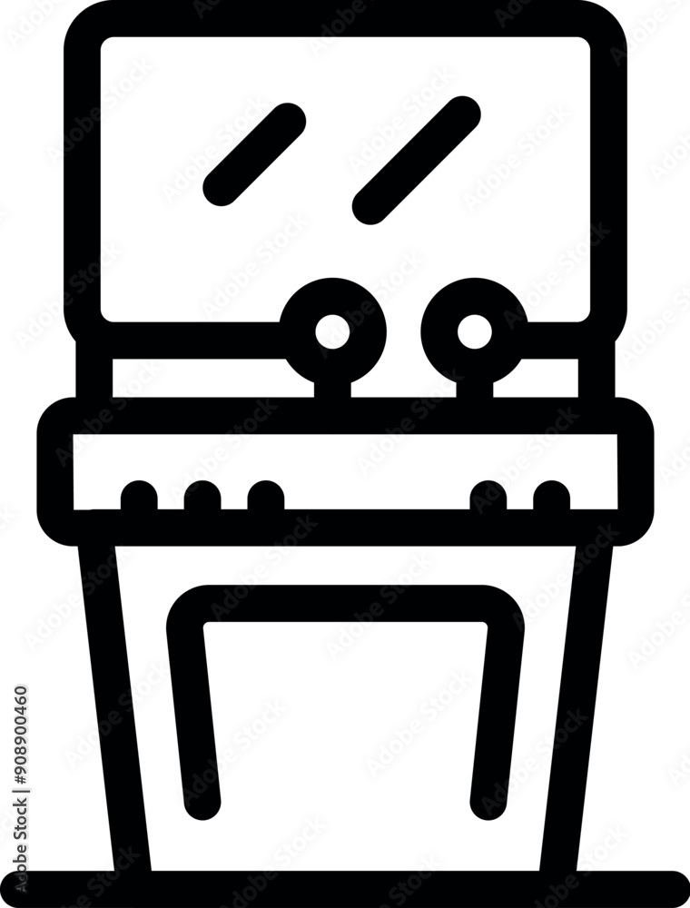 Poster simple design icon of a retro arcade game machine with joysticks and buttons
