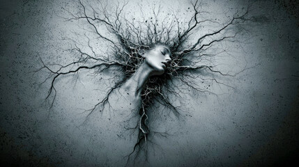 Obraz premium Abstract Surreal Artwork Extraordinary and Unique Abstract Artwork with Monumental Structures and Figures The textured background adds depth to this extraordinary and unique piece of art perfect for 