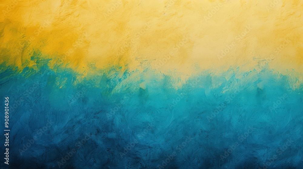 Poster a smooth gradient background blends from vibrant yellow at the top to a deep blue at the bottom, cre