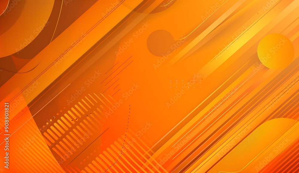 Poster abstract orange background with geometric shapes and lines, modern design for presentation or social
