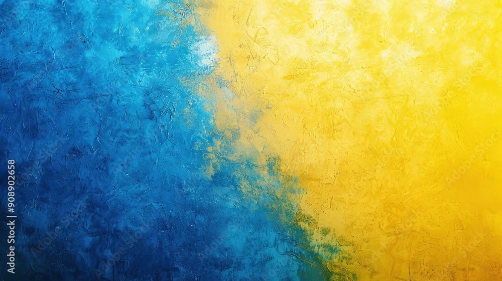 Poster a smooth gradient flows from a bright yellow on one side to a rich blue on the other, creating a str