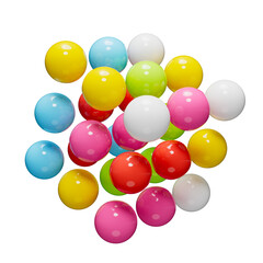 Cube made of many multi-colored spheres. Abstract geometric shape. Plastic spheres with a glossy surface on a transparent background.