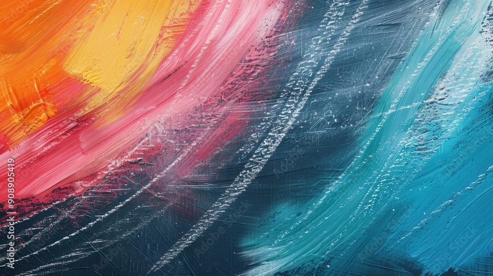 Aufkleber vibrant brushstrokes in various colors enhance the dark green chalkboard, showcasing creativity and 
