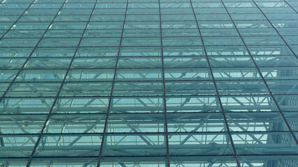 Close-up of a modern business city building looking up