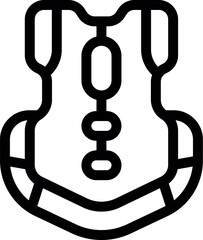 Line art icon of a life vest, symbolizing safety precautions for water activities