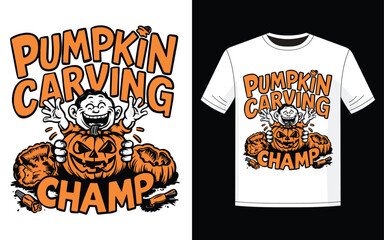 Pumpkin Carving Champ Helloween t-shirt design
