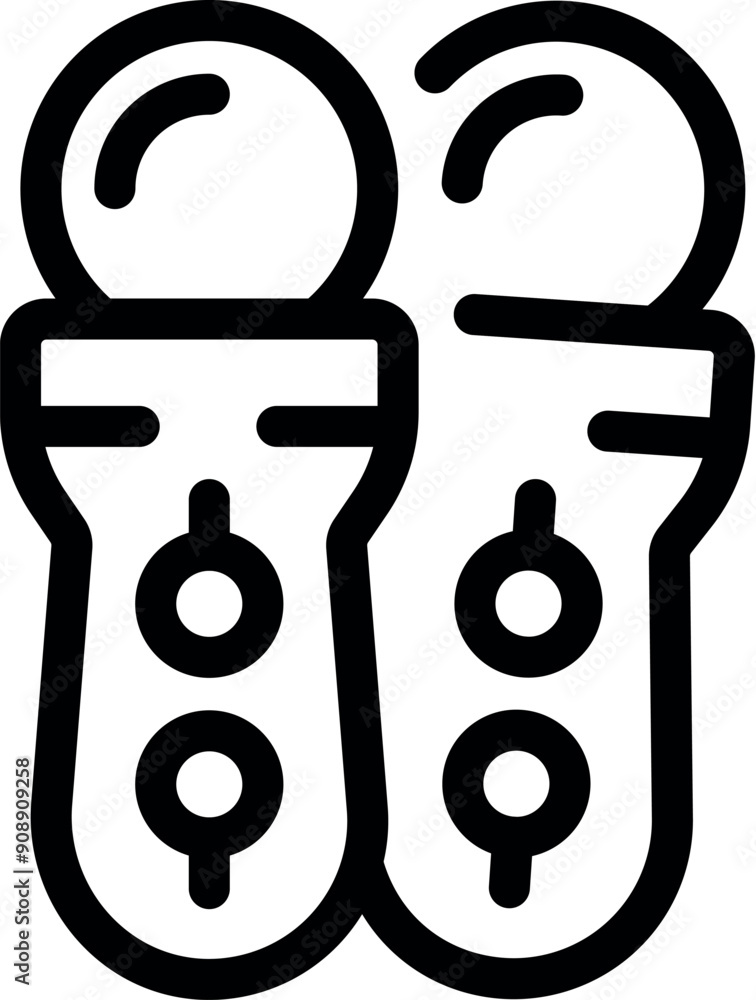 Poster line icon of a pair of virtual reality holding controllers with joysticks and buttons for playing vi