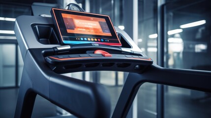 High-tech treadmill with a digital display in a modern gym