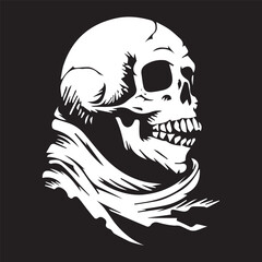 skull grim reaper head scary evil demon monster icon black and white vector business logo tattoo design illustration high quality image for prints t-shirt 