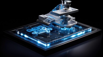 Lab microscope with a high-tech, illuminated slide