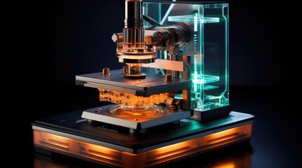 Lab microscope with a high-tech, illuminated slide