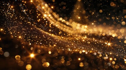 A gold sparkly wave with many stars