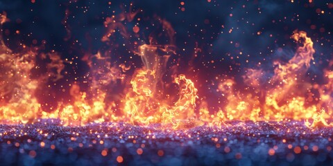 Vibrant flames and sparkling embers creating a mesmerizing and intense visual display against a dark background.