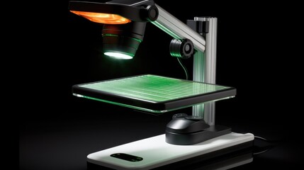 Lab microscope with a high-tech, illuminated slide
