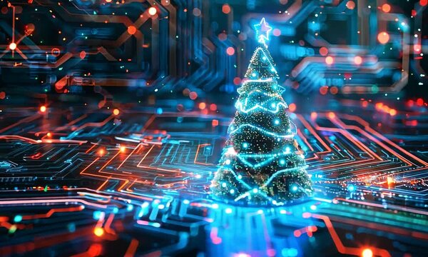 Digital Christmas Tree on Circuit Board
