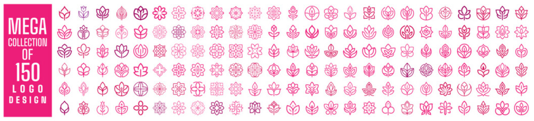 Obraz premium Mega collection of 150 Flower Logo design vector illustration. Used for corporate identity