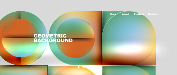 Circles and lines. Bright colorful geometry with glassmorphism effect. Vector Illustration For Wallpaper, Banner, Background, Card, Book Illustration, landing page