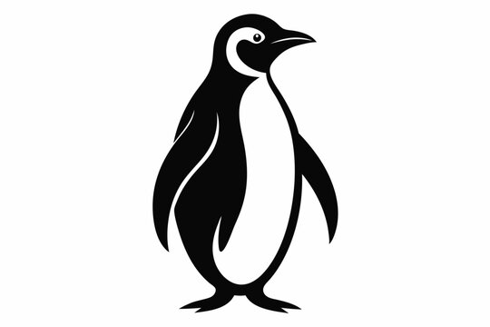 recommend clip art: A penguin silhouette black vector artwork illustration