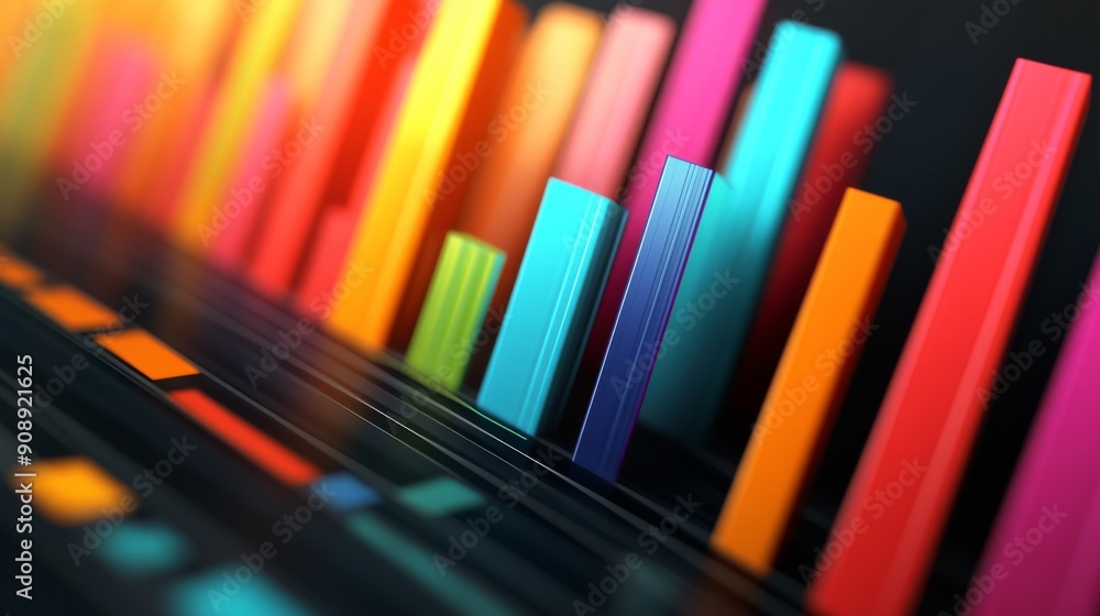 Aufkleber abstract 3d financial graph with colorful bars and lines, showcasing financial trends.