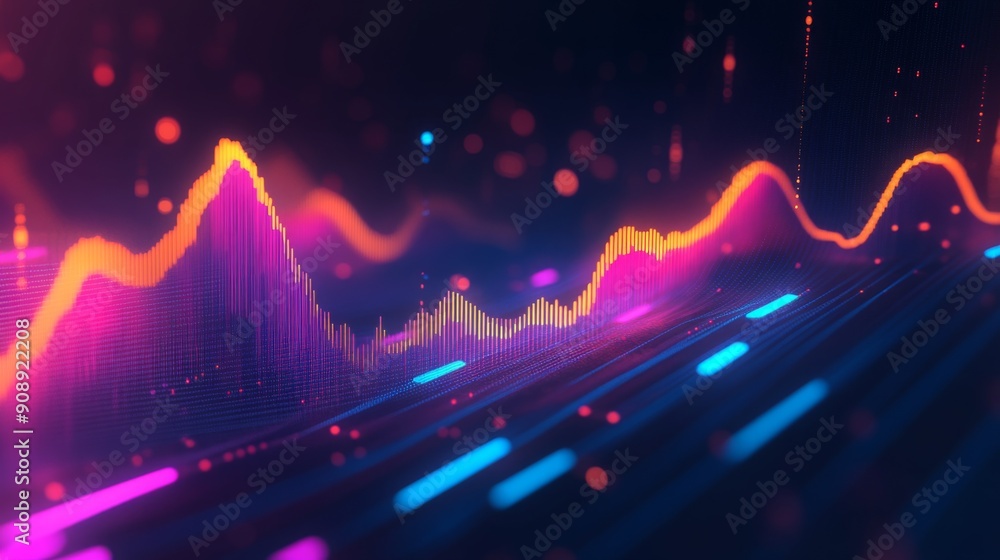 Aufkleber abstract 3d financial graph with dynamic bars and lines, showcasing financial trends
