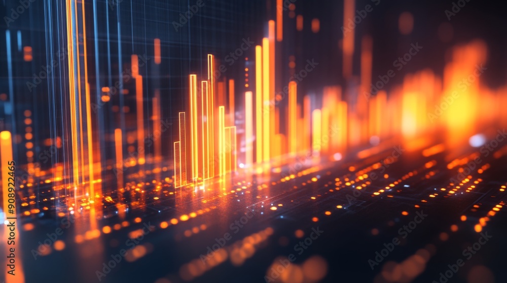 Aufkleber abstract 3d financial graph with dynamic bars and lines, showcasing financial trends