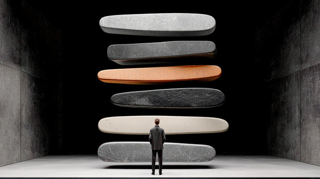 Abstract Surreal Artwork Extraordinary and Unique Abstract Artwork with Monumental Structures and Figures The textured background adds depth to this extraordinary and unique piece of art 