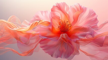 beautiful peach colored flower petal with a pink background