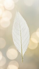 A delicate white leaf on a macro scale, rendered in exquisite detail with gentle curves and veins