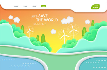 Image of Environmental sustainability vector template editable social media post about save the world concept, environmental protection